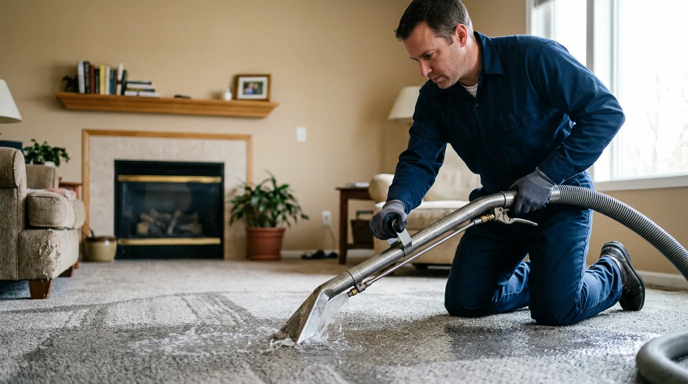 Water damage restoration technician working near Elmore, MN